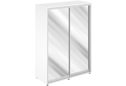 Шкаф-купе высокий 2 штанги 2 зеркала с задней стенкой ХДФ Индиго Вуд, цвет белый