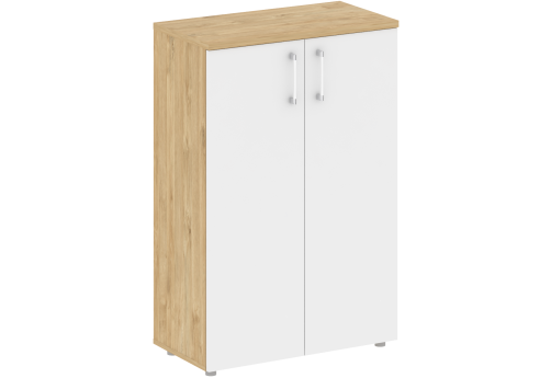 Шкаф средний широкий закрытый, цвет тиквуд светлый + белый