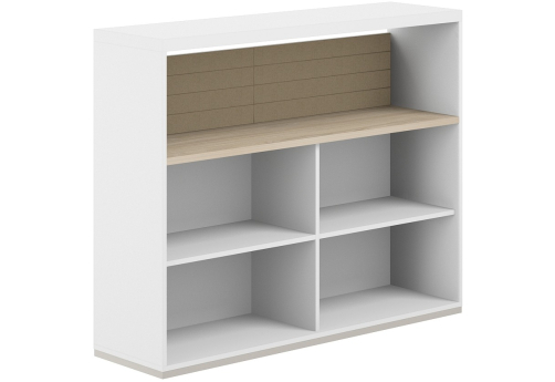 Стеллаж-комбо 1-сторонний с топом с экраном тканевым низким Фламинго, цвет белый + акация + бежевый