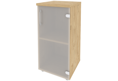 Шкаф низкий узкий правый со стеклом, цвет тиквуд светлый