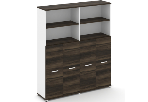 Шкаф две широкие секции 5 ниш (4 фасада ЛДСП, 3 ниши) Динен, цвет дуб мали-белый