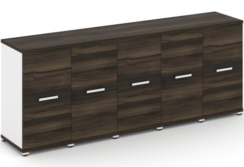 Шкаф пять узких секций 2 ниши (5 фасадов ЛДСП в раме, 2 ниши) Динен, цвет дуб мали-белый