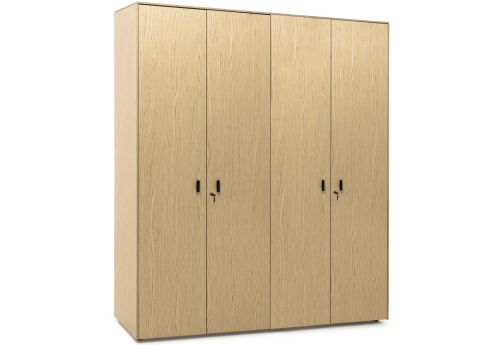 Шкаф для бумаг с гардеробом, цвет светлый дуб + черный