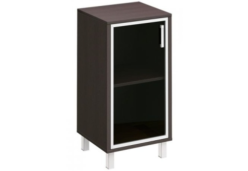 Шкаф низкий узкий со стеклом левый Сидней, цвет венге
