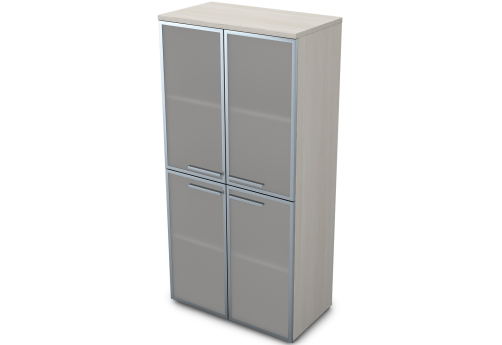 Шкаф средний со стеклом в раме Платинум Персонал, цвет слоновая кость