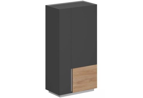 Шкаф (3 ящика, 2 распашных фасада + продольная штанга) правый, цвет оникс серый + гикори