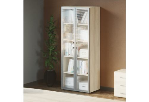 Шкаф высокий со стеклом в раме Лорка, цвет акация