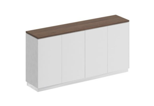 Шкаф для документов закрытый низкий Римини, цвет дуб темный + белый + белый