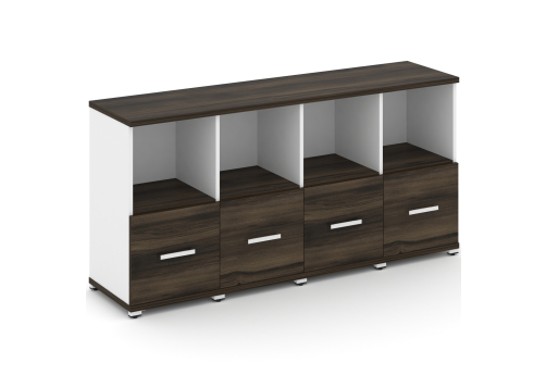 Шкаф четыре узкие секции 2 ниши (4 фасада ЛДСП, 1 ниша) Динен, цвет дуб мали-белый