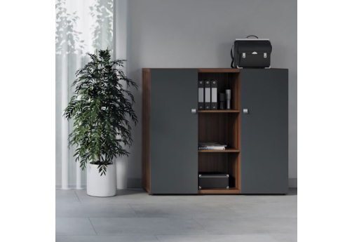 Шкаф средний с распашными дверями Смарт, цвет орех + антрацит
