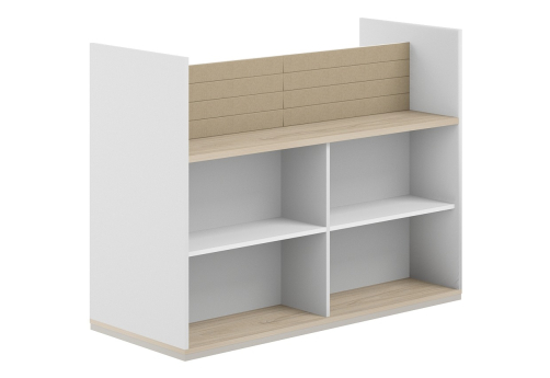 Стеллаж-комбо 2-сторонний с экраном тканевым низким Фламинго, цвет белый + акация + бежевый