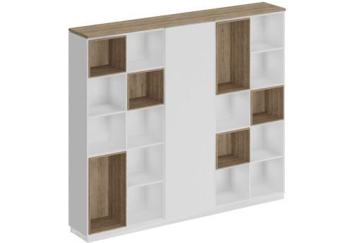 Шкаф открытый Римини, цвет дуб светлый + белый + белый