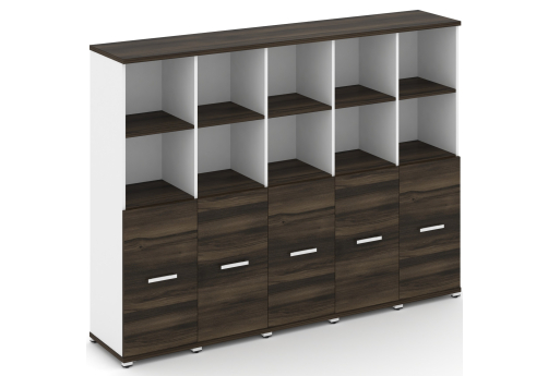 Шкаф пять узких секций 4 ниши (5 фасадов ЛДСП, 2 ниши) Динен, цвет дуб мали-белый