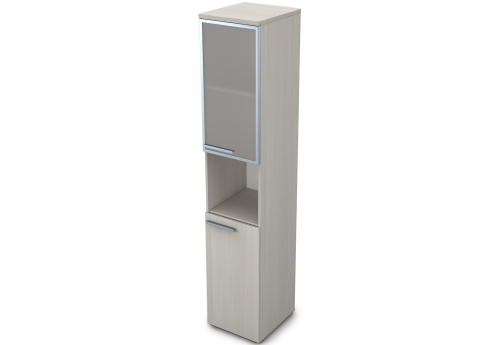 Пенал комбинированный со стеклом в раме и нишей Платинум Персонал, цвет слоновая кость