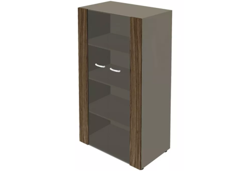 Шкаф средний со стеклянными фасадами, цвет темный мокко
