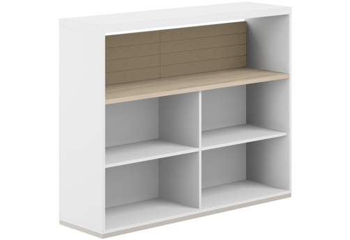 Стеллаж-комбо 1-сторонний с топом с экраном тканевым низким Фламинго, цвет белый + акация + бежевый