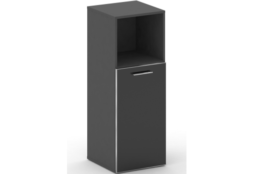 Шкаф узкий средний правый (2 полки под стеклом) Квентин, цвет базальт