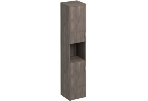 Шкаф для документов узкий с нишей Прайм, цвет шамони темный