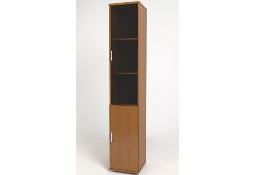 Шкаф высокий узкий (3 полки под стеклом), цвет орех