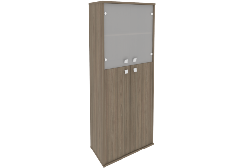 Шкаф высокий широкий (2 полки под стеклом), цвет вяз