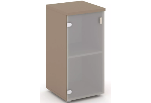 Шкаф низкий узкий со стеклом левый, цвет латте