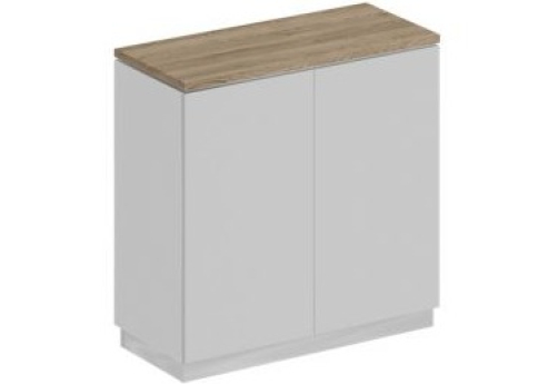 Шкаф для документов закрытый низкий Римини, цвет дуб светлый + белый + белый