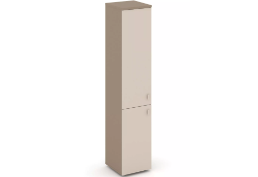 Шкаф высокий узкий закрытый левый (1 вариант), цвет латте + капучино