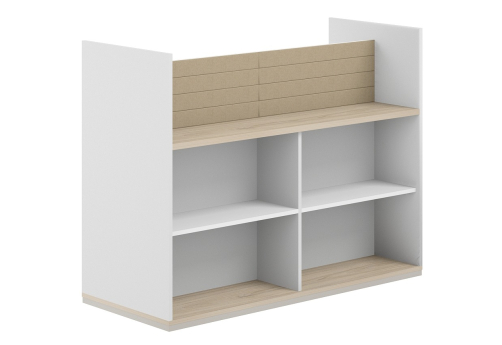 Стеллаж-комбо 2-сторонний с экраном тканевым низким Фламинго, цвет белый + акация + бежевый