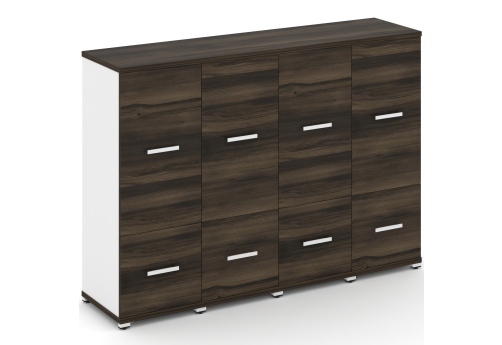 Шкаф четыре узкие секции 3 ниши (4 фасада ЛДСП, 1 ниша + 4 ЛДСП, 2 ниши) Динен, цвет дуб мали-белый