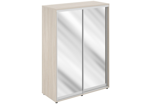Шкаф-купе высокий с полками 2 зеркала с задней стенкой ЛДСП Индиго Вуд, цвет светлый дуб