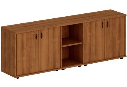 Шкаф комбинированный низкий (закрытый + стеллаж узкий + закрытый) Мансберг, цвет орех