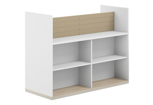 Стеллаж-комбо 2-сторонний с экраном тканевым низким Фламинго, цвет белый + акация + бежевый