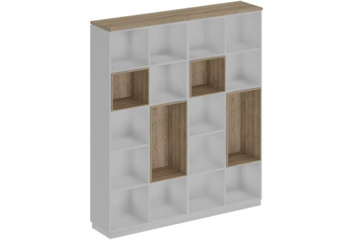Стеллаж высокий Римини, цвет дуб светлый + белый