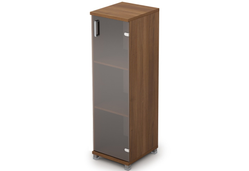 Шкаф средний узкий со стеклом Деко, цвет шамони темный