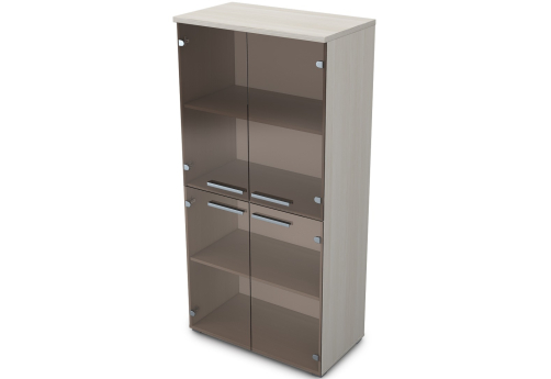 Шкаф средний со стеклом Платинум Персонал, цвет слоновая кость