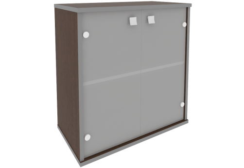 Шкаф низкий широкий со стеклом, цвет венге