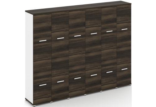 Шкаф шесть узких секций 5 ниш (6 фасадов ЛДСП, 2 ниши + 6 фасадов ЛДСП, 3 ниши) Динен, цвет дуб мали-белый