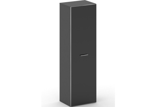Гардероб узкий со стеклом Квентин, цвет базальт