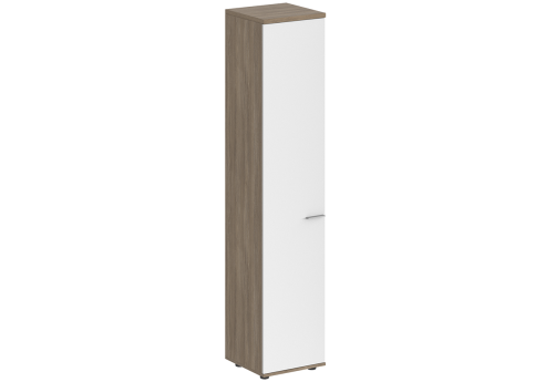 Шкаф высокий с задней стенкой ЛДСП левый Индиго Вуд, цвет дуб темный + белый