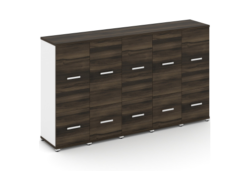 Шкаф пять узких секций 3 ниши (5 фасадов ЛДСП, 1 ниша + 5 фасадов ЛДСП, 2 ниши) Динен, цвет дуб мали-белый