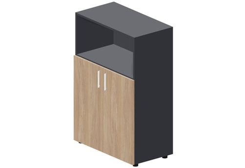 Шкаф средний с открытой полкой Кристо Директ, цвет светлый дуб + антрацит