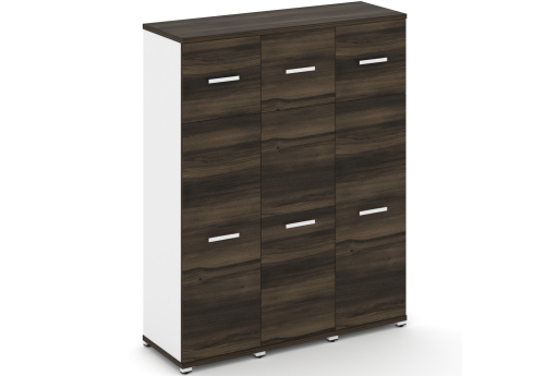 Шкаф 3 узкие секции 4 ниши (3 фасада ЛДСП, 3 ниши + 3 фасада ЛДСП, 1 ниша) Динен, цвет дуб мали-белый