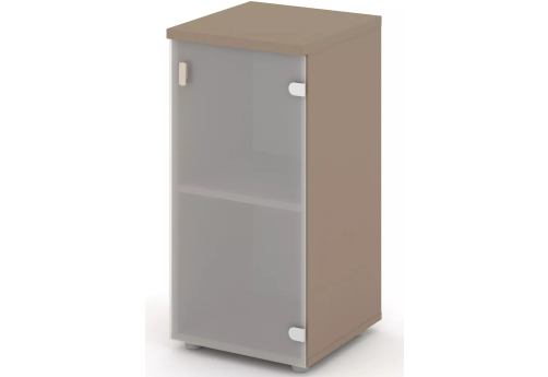 Шкаф низкий узкий со стеклом правый, цвет латте