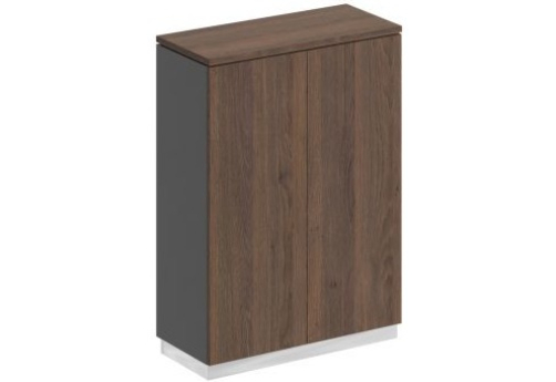 Шкаф для документов закрытый средний Римини, цвет дуб темный + антрацит + дуб темный