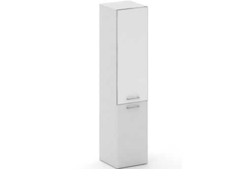 Шкаф узкий высокий правый (3 полки под стеклом) Квентин, цвет белый + белый бриллиант