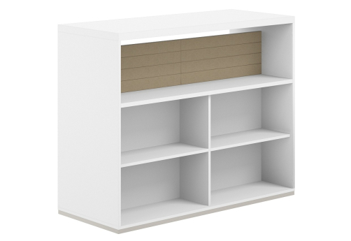 Стеллаж-комбо 2-сторонний с топом с экраном тканевым низким Фламинго, цвет белый + бежевый