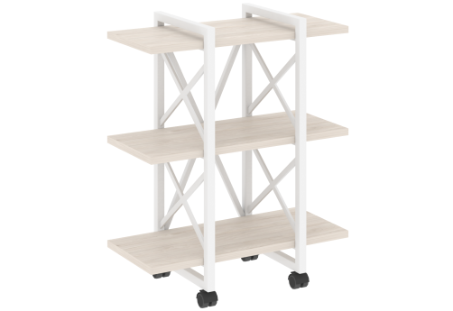 Стеллаж на колесных опорах Европа, цвет денвер светлый + белый