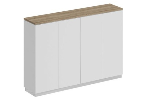 Шкаф для документов закрытый средний Римини, цвет дуб светлый + белый + белый