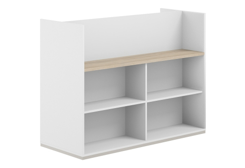 Стеллаж-комбо 2-сторонний с экраном ЛДСП Фламинго, цвет белый + акация