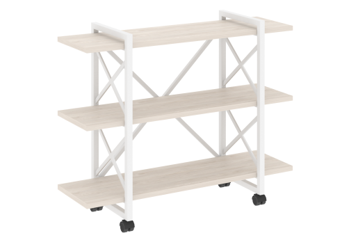 Стеллаж на колесных опорах Европа, цвет денвер светлый + белый
